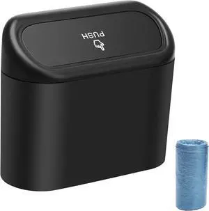AHIER Small Car Trash Can with Lid, Plastic Mini Car Garbage Can Portable Hanging Holder with 30pcs Bags for Cars, Office, Home AHIER Small Car Trash Can with Lid, Plastic Mini Car Garbage Can Portable Hanging Holder with 30pcs Bags for Cars, Office, Home