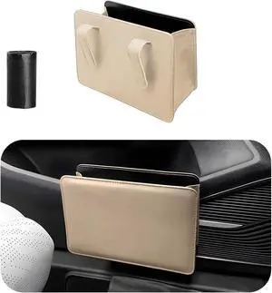 Yourkar Car Trash Can, Foldable Waterproof Leather Car Garbage Organizer Holder, Automotive Mini Dustbin Container with One Roll Trash Bag, Universal Interior Car Accessories (Beige) Yourkar Car Trash Can, Foldable Waterproof Leather Car Garbage Organizer Holder, Automotive Mini Dustbin Container with One Roll Trash Bag, Universal Interior Car Accessories (Beige)