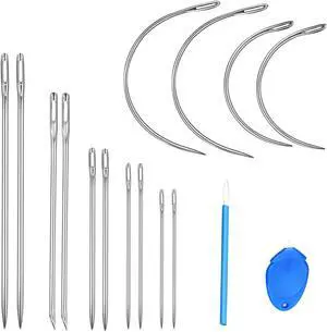 14PCS Hand Sewing Needles Kit, Heavy Duty Large Eye Leather Needle | Premium Hand Sewing Needles Kit, Includes 10 Straight & 4 Curved Needles, 2 Threaders for Home Upholstery, Carpet, Canvas 14PCS Hand Sewing Needles Kit, Heavy Duty Large Eye Leather Needle | Premium Hand Sewing Needles Kit, Includes 10 Straight & 4 Curved Needles, 2 Threaders for Home Upholstery, Carpet, Canvas