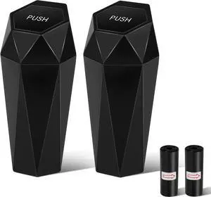 Car Trash Can with Lid, 30 Additional Trash Bags - Black, 2 Pack | Leakproof Vehicle Garbage Bin, Car Accessories for Interior, Multipurpose Organizers Mini Trash Can for Cars, Home, Office Car Trash Can with Lid, 30 Additional Trash Bags - Black, 2 Pack | Leakproof Vehicle Garbage Bin, Car Accessories for Interior, Multipurpose Organizers Mini Trash Can for Cars, Home, Office