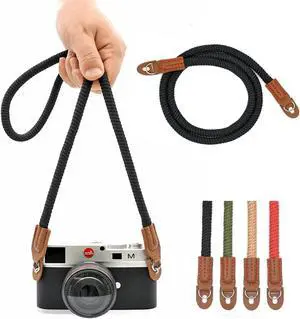 Camera Rope Strap 100cm Soft Cotton Camera Strap Vintage Neck Shoulder Belt Strap for Mirrorless and DSLR Camera. (Black) Camera Rope Strap 100cm Soft Cotton Camera Strap Vintage Neck Shoulder Belt Strap for Mirrorless and DSLR Camera. (Black)