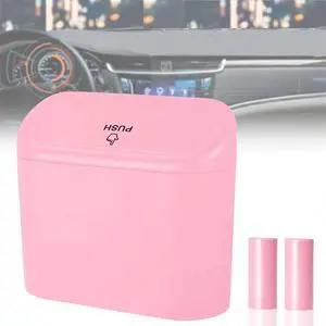 Car Trash Can, Mini Trunk Push Hanging Portable Car Bin with 2 roll Disposable Trash Bag for Vehicle Home, Office. (Car Trash can Pink) Car Trash Can, Mini Trunk Push Hanging Portable Car Bin with 2 roll Disposable Trash Bag for Vehicle Home, Office. (Car Trash can Pink)