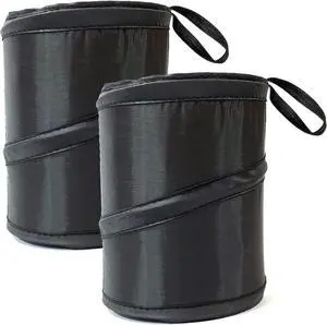 Kitbest (2 Pack Car Trash Can, 1 Gallon Car Garbage Bin Collapsible Pop-up Water Proof Bag Mini Portable Waste Basket Bin, Rubbish Bin (Black) Kitbest (2 Pack Car Trash Can, 1 Gallon Car Garbage Bin Collapsible Pop-up Water Proof Bag Mini Portable Waste Basket Bin, Rubbish Bin (Black)