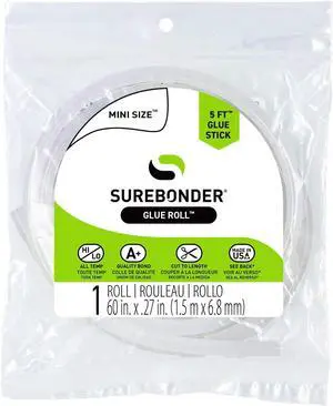 Surebonder Mini Hot Glue Stick Roll, 60" (5 Feet), 5/16" Diameter - Long Glue Stick, Uninterrupted Gluing, All Purpose for Crafting and DIY, Clear Surebonder Mini Hot Glue Stick Roll, 60" (5 Feet), 5/16" Diameter - Long Glue Stick, Uninterrupted Gluing, All Purpose for Crafting and DIY, Clear