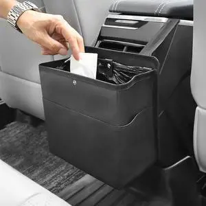 Accmor Car Trash Can with Pocket, Small Vehicle Dustbin Automotive Garbage Organizer Bin with 60 Pcs Trash Bags, Hanging Cars Storage Container for SUV Vans (Black) Accmor Car Trash Can with Pocket, Small Vehicle Dustbin Automotive Garbage Organizer Bin with 60 Pcs Trash Bags, Hanging Cars Storage Container for SUV Vans (Black)