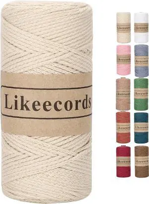Likeecords 100% Cotton Crochet Bag Cord 2mm 170m Macrame Cord 2mm Crochet Thread Macrame Rope Gift for Knitter (Apricot) Likeecords 100% Cotton Crochet Bag Cord 2mm 170m Macrame Cord 2mm Crochet Thread Macrame Rope Gift for Knitter (Apricot)