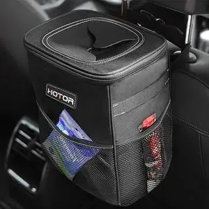 HOTOR Car Trash Can, Compact Waterproof Organizer, Leak-Proof Bin, 2-Gallon | Black, Multifunctional Car Accessory with Adjustable Straps & Magnetic Snaps for Interior Car Storage HOTOR Car Trash Can, Compact Waterproof Organizer, Leak-Proof Bin, 2-Gallon | Black, Multifunctional Car Accessory with Adjustable Straps & Magnetic Snaps for Interior Car Storage