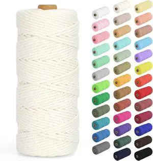 Natural Cotton Macrame Rope - 3mm x 109Yards (328Feet), 4 Strands Twisted Cotton Cord for Wall Hanging, Plant Hangers, Crafts, Gift Wrapping and Wedding Decorations, Beige Natural Cotton Macrame Rope - 3mm x 109Yards (328Feet), 4 Strands Twisted Cotton Cord for Wall Hanging, Plant Hangers, Crafts, Gift Wrapping and Wedding Decorations, Beige