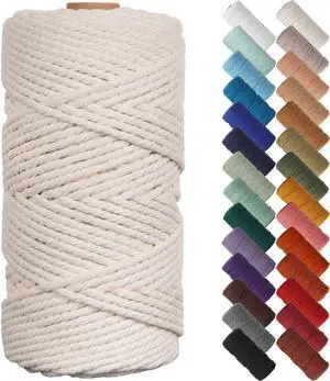 NOANTA Natural Macrame Cord 3mm x 109Yards, Beige Cotton Rope Macrame Yarn | Macrame Rope Supplies, 3 Strand Twisted Cotton Yarn String, Cotton Cord for Wall Hanging, Plant Hangers, Crafts, Knitting NOANTA Natural Macrame Cord 3mm x 109Yards, Beige Cotton Rope Macrame Yarn | Macrame Rope Supplies, 3 Strand Twisted Cotton Yarn String, Cotton Cord for Wall Hanging, Plant Hangers, Crafts, Knitting