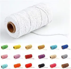 Macrame Cotton Cord 2mm 109 Yard Cotton Rope Colored Craft Cord for DIY Crafts Plant Hangers (White) Macrame Cotton Cord 2mm 109 Yard Cotton Rope Colored Craft Cord for DIY Crafts Plant Hangers (White)