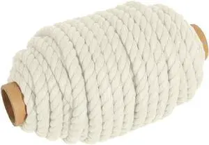 RIOOP Macrame Cord 8.5mm x 39 ft Natural White 3-Strand Twisted Cotton Rope | for Wall Hanging, Plant Hangers, Knitting, DIY Crafts, Basket Making RIOOP Macrame Cord 8.5mm x 39 ft Natural White 3-Strand Twisted Cotton Rope | for Wall Hanging, Plant Hangers, Knitting, DIY Crafts, Basket Making