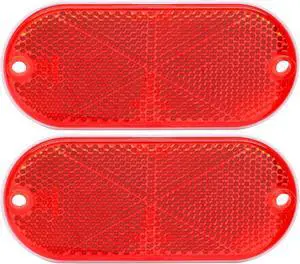 2 Pack Oval Reflectors, Red | Self Adhesive, Drill Mount, Quick Mount SAE, For Trailers Driveways 2 Pack Oval Reflectors, Red | Self Adhesive, Drill Mount, Quick Mount SAE, For Trailers Driveways