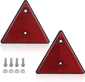 2-Pack Triangle Safety Reflectors Red Trailer Screw Mount Reflector for Gate Posts, Suitable for Truck Trailer Tractor, Boats, Driveway, Mailbox, Golf Cart 2-Pack Triangle Safety Reflectors Red Trailer Screw Mount Reflector for Gate Posts, Suitable for Truck Trailer Tractor, Boats, Driveway, Mailbox, Golf Cart