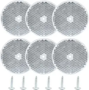 6 Pack White Round Reflector | Front Reflector, Mounting Screw Included, Safety Reflectors, For Driveway, Trailer, Posts 6 Pack White Round Reflector | Front Reflector, Mounting Screw Included, Safety Reflectors, For Driveway, Trailer, Posts