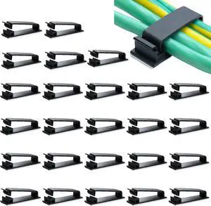 25packs Self Adhesive Cable Management Clips,40.5mm/1.59in Black Durable Wire Organizers Cord Holder for TV, PC, Laptop, Ethernet, Desktop, Home, and Office 25packs Self Adhesive Cable Management Clips,40.5mm/1.59in Black Durable Wire Organizers Cord Holder for TV, PC, Laptop, Ethernet, Desktop, Home, and Office