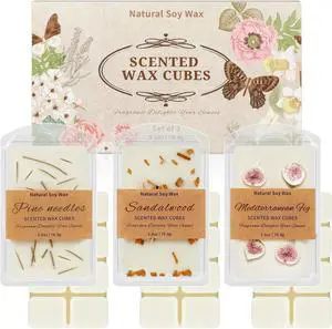 SCENTORINI Wax Melts, Premium Wax with Essential Oil, 2.5oz x 3 Pack | Summer Scents, Scented Wax Cubes, Natural Dried Flower, Pine Needles, Sandalwood, Mediterranean Fig SCENTORINI Wax Melts, Premium Wax with Essential Oil, 2.5oz x 3 Pack | Summer Scents, Scented Wax Cubes, Natural Dried Flower, Pine Needles, Sandalwood, Mediterranean Fig