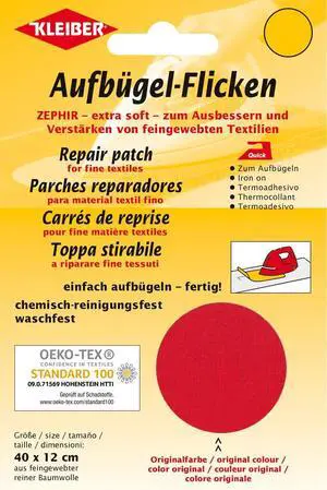 Kleiber Iron On Repair Patch for Fine Knit Textiles-40cm x 12 cm Size-Red Kleiber Iron On Repair Patch for Fine Knit Textiles-40cm x 12 cm Size-Red