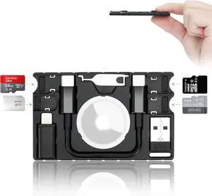 Multi-Functional Micro SD Card Holder for AirTag Portable Cable Card | for 3X TF MicroSD MSD Cards & 1x SIM Card Storage,with USB-C Cable,Type-C to Light & Type-C to Type-A Adapter,w Eject Pin Multi-Functional Micro SD Card Holder for AirTag Portable Cable Card | for 3X TF MicroSD MSD Cards & 1x SIM Card Storage,with USB-C Cable,Type-C to Light & Type-C to Type-A Adapter,w Eject Pin