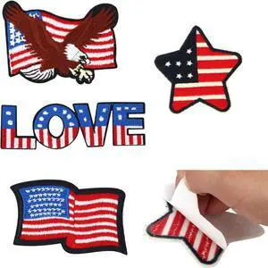 4 Pcs Independence Day Patches, Self-Adhesive Embroidered Patches, Sew On/Stick On Appliques for Clothes Backpacks Hats Jackets, DIY Accessories 4 Pcs Independence Day Patches, Self-Adhesive Embroidered Patches, Sew On/Stick On Appliques for Clothes Backpacks Hats Jackets, DIY Accessories