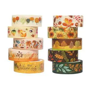 Autumn Washi Tape Set 10 Rolls | Autumn Leaves Pumpkin Sunflower Fall Decorative Tape for Bullet Journal, Planner, DIY Arts Crafts, Scrapbooking Autumn Washi Tape Set 10 Rolls | Autumn Leaves Pumpkin Sunflower Fall Decorative Tape for Bullet Journal, Planner, DIY Arts Crafts, Scrapbooking