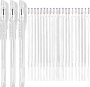Heat Erasable Fabric White Marking Pens with 20 Refills for Tailors Sewing and Quilting Dressmaking, White Heat Erase Pens of Fabrics. Heat Erasable Fabric White Marking Pens with 20 Refills for Tailors Sewing and Quilting Dressmaking, White Heat Erase Pens of Fabrics.