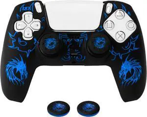 PS5 Controller Silicone Cover with Laser-Engraved Dragon Design - Non-Slip Grip Skin + 2 Dragon Thumbstick Caps | Stylish Protective Case for PlayStation 5 Controller PS5 Controller Silicone Cover with Laser-Engraved Dragon Design - Non-Slip Grip Skin + 2 Dragon Thumbstick Caps | Stylish Protective Case for PlayStation 5 Controller