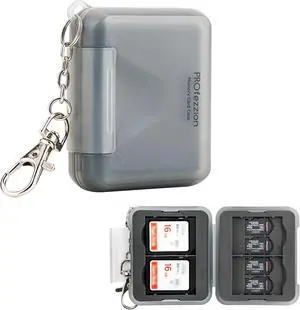 PROfezzion SD Card Holder Case for 4 SD/SDXC/SDHC & 8 microSD TF Memory | Small and Portable, Water-Resistant, Hard Shell with Soft Rubber Interior, Memory Card Organizer Storage Box with Keychain PROfezzion SD Card Holder Case for 4 SD/SDXC/SDHC & 8 microSD TF Memory | Small and Portable, Water-Resistant, Hard Shell with Soft Rubber Interior, Memory Card Organizer Storage Box with Keychain