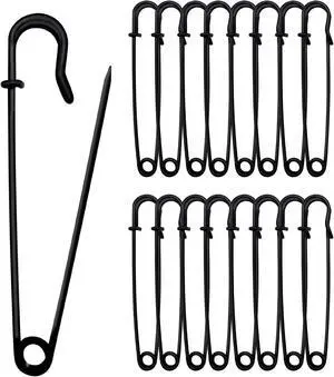 Safety Pins (Upgraded), 4" Large Safety Pin Pack of 15 for Clothes Leather Canvas Blankets Crafts Skirts Kilts, Extra Large Heavy Duty Safety Pins (Black) Safety Pins (Upgraded), 4" Large Safety Pin Pack of 15 for Clothes Leather Canvas Blankets Crafts Skirts Kilts, Extra Large Heavy Duty Safety Pins (Black)