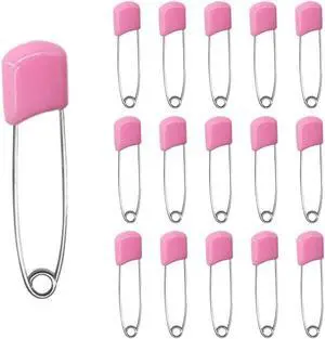 50 Pcs Safety pins Nappy Pins Plastic Head Safety Pins with Safe Locking (Pink) 50 Pcs Safety pins Nappy Pins Plastic Head Safety Pins with Safe Locking (Pink)