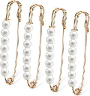 Ymapinc Gold Pearl Brooch Pins for Women, 4Pcs Large Safety Pins Decor for Clothing Hijab Sweater Shirt Skirts Dresses Pants Sleeves Hats Collars Scarves Bags Fashion Wedding Ymapinc Gold Pearl Brooch Pins for Women, 4Pcs Large Safety Pins Decor for Clothing Hijab Sweater Shirt Skirts Dresses Pants Sleeves Hats Collars Scarves Bags Fashion Wedding