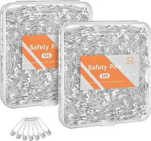 NEEWAY 1000pcs 1 Inch Small Safety Pins, Silver Safety Pins for Clothes - 2 Pack, 500 Pins Per Box NEEWAY 1000pcs 1 Inch Small Safety Pins, Silver Safety Pins for Clothes - 2 Pack, 500 Pins Per Box