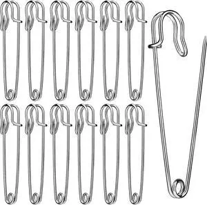 Large Safety Pins, 15 Pack Heavy Duty Safety Pins 3 Inch | Stainless Steel Large Safety Pins for Clothes, Blankets, Laundry, Leather Canvas, DIY Crafts Large Safety Pins, 15 Pack Heavy Duty Safety Pins 3 Inch | Stainless Steel Large Safety Pins for Clothes, Blankets, Laundry, Leather Canvas, DIY Crafts