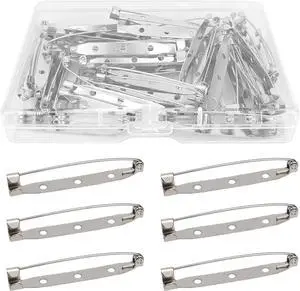 50 Pcs Silver Bar Pins, Safety Pins - Secure Back Clasp - Reliable Brooch Pins for Various Uses Locking Pins Backs Safety Clasp Brooch (45MM, Silver) 50 Pcs Silver Bar Pins, Safety Pins - Secure Back Clasp - Reliable Brooch Pins for Various Uses Locking Pins Backs Safety Clasp Brooch (45MM, Silver)