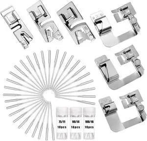 Lunarm Rolled Hem Presser Foot 36PCS Hemming Foot for Sewing Machine | 6PCS Narrow / Wide Rolled Hem Foot, 30 Pcs Sewing Machine Needles, Stainless Steel, Household Multi-Function Sewing Machines Lunarm Rolled Hem Presser Foot 36PCS Hemming Foot for Sewing Machine | 6PCS Narrow / Wide Rolled Hem Foot, 30 Pcs Sewing Machine Needles, Stainless Steel, Household Multi-Function Sewing Machines