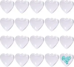 CHGCRAFT 20Pcs Mini Fillable Shaker Heart Charm Plastic Heart Ornaments for Christmas Tree Decorations Wedding Party Anniversary Home Decor CHGCRAFT 20Pcs Mini Fillable Shaker Heart Charm Plastic Heart Ornaments for Christmas Tree Decorations Wedding Party Anniversary Home Decor