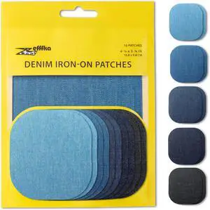 ZEFFFKA Denim Iron-on Jean Patches Inside & Outside Strongest Glue 100% Cotton Assorted Shades of Blue Black Repair Decorating Kit 10 Pieces Size 4-1/4" by 3-3/4" (9.8 cm x 10.8 cm) ZEFFFKA Denim Iron-on Jean Patches Inside & Outside Strongest Glue 100% Cotton Assorted Shades of Blue Black Repair Decorating Kit 10 Pieces Size 4-1/4" by 3-3/4" (9.8 cm x 10.8 cm)
