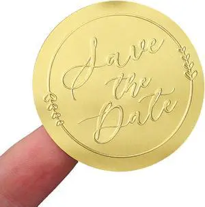 100 x Save The Date Envelope Seals, Embossed Gold Foil Labels Save The Date Stickers Elegant Wedding Invitation & Party Favor Labels Envelope Seals Stickers Metallic Foil Tags, 1.6 Inch 100 x Save The Date Envelope Seals, Embossed Gold Foil Labels Save The Date Stickers Elegant Wedding Invitation & Party Favor Labels Envelope Seals Stickers Metallic Foil Tags, 1.6 Inch