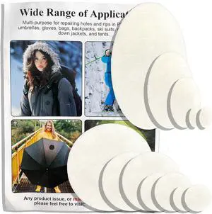 SYLVASS 12PCS Down Jacket Repair Patch, Waterproof Self-Adhesive Nylon Patches for Puffer Jackets, Tents, Sleeping Bags, Raincoats (Beige) SYLVASS 12PCS Down Jacket Repair Patch, Waterproof Self-Adhesive Nylon Patches for Puffer Jackets, Tents, Sleeping Bags, Raincoats (Beige)