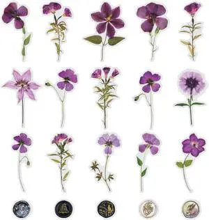 PET Transparent Purple Dried Flower Wax Seal Stickers, 40pcs | Waterproof, Clear Floral Vinyl Sticker Decals Bulk for Scrapbooking Crafts Wall Water Bottles Envelopes Cars Journaling PET Transparent Purple Dried Flower Wax Seal Stickers, 40pcs | Waterproof, Clear Floral Vinyl Sticker Decals Bulk for Scrapbooking Crafts Wall Water Bottles Envelopes Cars Journaling