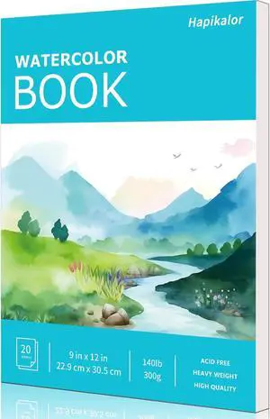 Hapikalor Watercolor Paper Pad, 9"x12" Water Color Paper, 140lb/300gsm Teal | Artist Painting Drawing Paper Book, Art Supplies for Adults Kids, Watercolors, Watercolor Paint Set, Sketchbook, Journal Hapikalor Watercolor Paper Pad, 9"x12" Water Color Paper, 140lb/300gsm Teal | Artist Painting Drawing Paper Book, Art Supplies for Adults Kids, Watercolors, Watercolor Paint Set, Sketchbook, Journal
