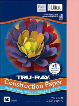 Tru-Ray Premium Heavyweight Construction Paper, High Quality | Salmon, 9"x 12", 50 Sheets, Fade Resistant, Art Paper Tru-Ray Premium Heavyweight Construction Paper, High Quality | Salmon, 9"x 12", 50 Sheets, Fade Resistant, Art Paper
