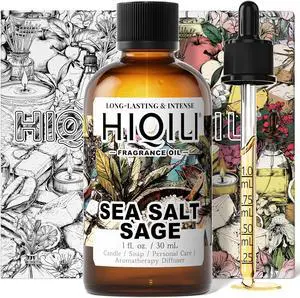 HIQILI Sea Salt Sage Fragrance Oil for Diffuser Use, DIY Perfume - 1 Fl Oz | Car/Hotel Collection Diffuser Oil, Long Lasting Scents, Candle & Soap Making Supplies, DIY Air Freshener Spray HIQILI Sea Salt Sage Fragrance Oil for Diffuser Use, DIY Perfume - 1 Fl Oz | Car/Hotel Collection Diffuser Oil, Long Lasting Scents, Candle & Soap Making Supplies, DIY Air Freshener Spray