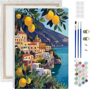 Lxmsja Amalfi Coast Paint by Numbers Kit for Adults, Lemon Trees Acrylic Paint by Numbers for Adults Beginner, DIY Craft Supplies Oil Painting Kits for Home Wall Decor 8x12 inch (Framed) Lxmsja Amalfi Coast Paint by Numbers Kit for Adults, Lemon Trees Acrylic Paint by Numbers for Adults Beginner, DIY Craft Supplies Oil Painting Kits for Home Wall Decor 8x12 inch (Framed)