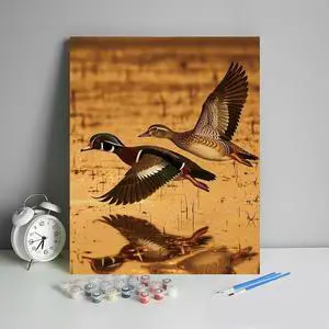 HULDFRDA Adult Paint by Number Kits on Canvas, DIY Painting by Numbers Kits, Wood Duck Flying Over the Lake at Dusk Paint by Numbers Kit Canvas Art Home Decor, 16 x20 Inch HULDFRDA Adult Paint by Number Kits on Canvas, DIY Painting by Numbers Kits, Wood Duck Flying Over the Lake at Dusk Paint by Numbers Kit Canvas Art Home Decor, 16 x20 Inch