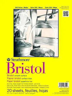 Strathmore 300 Series Tape Bound Bristol Pad, 100 lb. Smooth Surface, 9 X 12 inches, White, 20 Sheets (342-9) Strathmore 300 Series Tape Bound Bristol Pad, 100 lb. Smooth Surface, 9 X 12 inches, White, 20 Sheets (342-9)