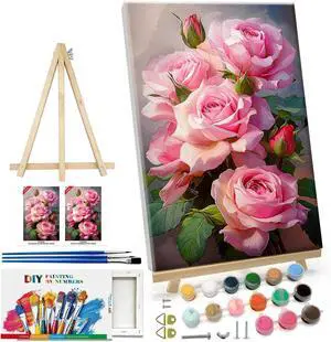ATDMS Paint by Numbers Kit for Adults with Frame Flowers Paint by Numbers Kit with Easel DIY Adult Paint by Number Kits on Canvas Framed Floral Oil Painting Kits for Home Wall Decor 8x12 Inch ATDMS Paint by Numbers Kit for Adults with Frame Flowers Paint by Numbers Kit with Easel DIY Adult Paint by Number Kits on Canvas Framed Floral Oil Painting Kits for Home Wall Decor 8x12 Inch