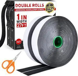 1 Inch x 27Ft Hook and Loop Strips with Adhesive, Double Sided Self Adhesive, Nylon Self Tape for Home Office School and Crafting 1 Inch x 27Ft Hook and Loop Strips with Adhesive, Double Sided Self Adhesive, Nylon Self Tape for Home Office School and Crafting
