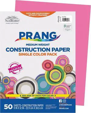 Prang Construction Paper, Stack, One Color, Standard Weight | Hot Pink, 9" x 12", 50 Sheets, Project Paper, Classroom, Kids, Art Projects Prang Construction Paper, Stack, One Color, Standard Weight | Hot Pink, 9" x 12", 50 Sheets, Project Paper, Classroom, Kids, Art Projects