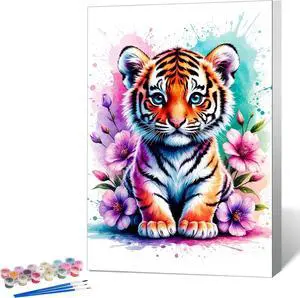 Framed Paint by Numbers Kit for Adults, Tiger & Flower Decor 8x12 Inch | Paint by Number with Frame, DIY Acrylic Painting Kit for Relaxation, Easy for Beginners, Wall Decor Gift for Animal Lovers Framed Paint by Numbers Kit for Adults, Tiger & Flower Decor 8x12 Inch | Paint by Number with Frame, DIY Acrylic Painting Kit for Relaxation, Easy for Beginners, Wall Decor Gift for Animal Lovers