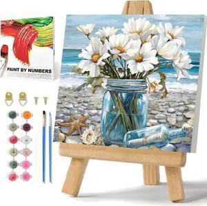 Flowers Paint by Numbers Kit for Adults Beginner, Paint by Numbers 10x10 in | Daisy Framed Paint by Numbers with Easel, Acrylic Painting by Numbers, DIY Arts and Crafts for Gifts or Home Decor Flowers Paint by Numbers Kit for Adults Beginner, Paint by Numbers 10x10 in | Daisy Framed Paint by Numbers with Easel, Acrylic Painting by Numbers, DIY Arts and Crafts for Gifts or Home Decor